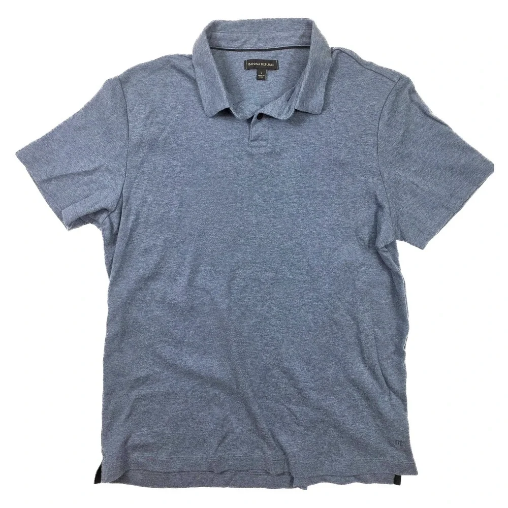 Banana Republic Blue Luxury Touch 1/4 Button Short‎ Sleeve Polo Men's Size L